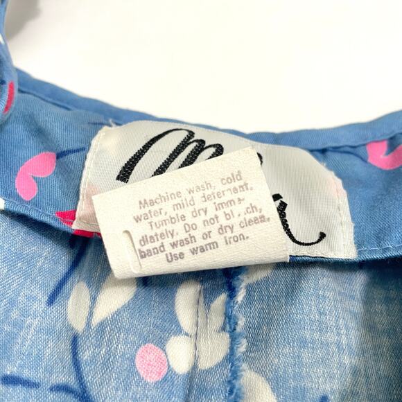 VTG Malia Honolulu Womens Midi Dress 10 Blue Floral Dainty Feminine Retro Cotton - Picture 6 of 16